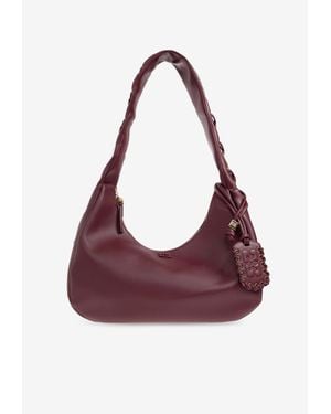 Ganni Medium Hobo Bag With Laces - Purple