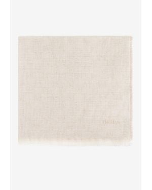 Max Mara Magico Monogram Fringed Scarf - White