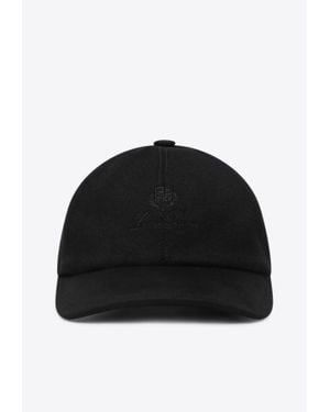 Loro Piana Logo Embroidered Cashmere Cap - Black