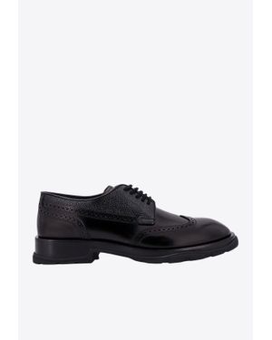 McQueen Lace-Up Leather Brogue Shoes - Black