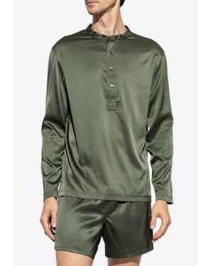 Tom Ford Long-Sleeved Silk Pyjama Top - Green