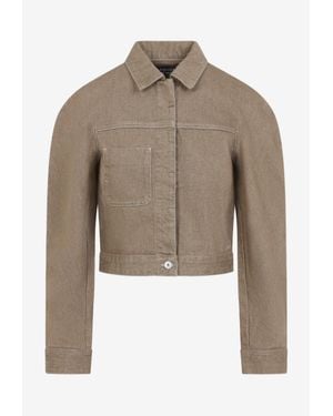 Jacquemus Ovalo Cropped Denim Jacket - Natural