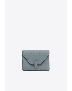 Valextra Iside Leather Tri-Fold Wallet - Blue