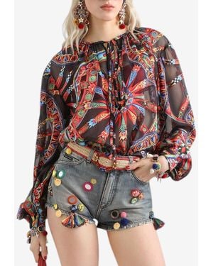 Dolce & Gabbana Carretto Print Devoré Twill Blouse - Gray