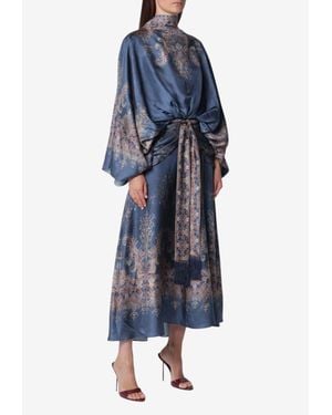 Zimmermann Valiant Batwing Midi Dress - Blue