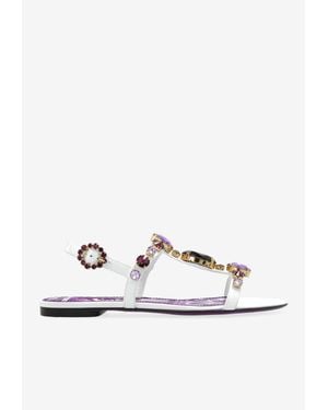 Dolce & Gabbana Crystal-Embellished Sandals - White