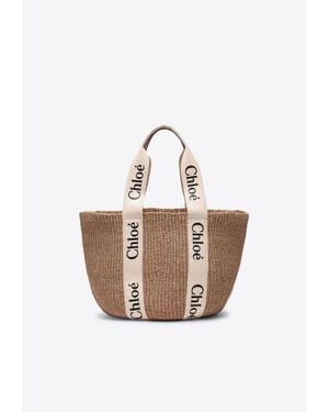 Chloé Large Woody Basket Bag - White