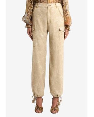 Etro Floral Jacquard Denim Cargo Pants - Natural