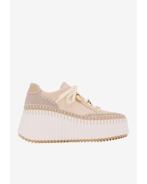 Chloé Nama Wedge Platform Sneakers - Natural
