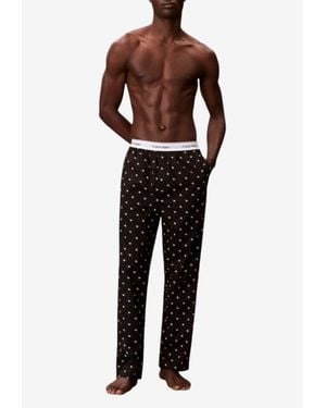 Calvin Klein All-Over Logo Poplin Pyjama Pants - Black