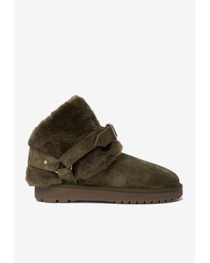 Burberry Chubby Buckled Shearling Ankle Boots - Brown