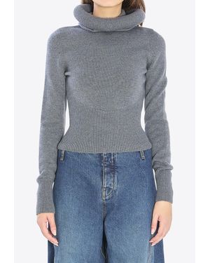 Alaïa Wool High-Neck Sweater - Blue