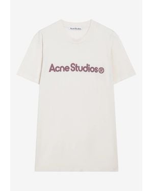 Acne Studios Logo Print T-Shirt - Natural