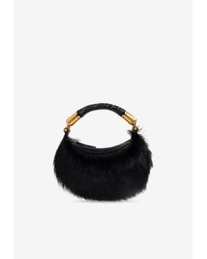Balmain Furry Hobo Bag - Black