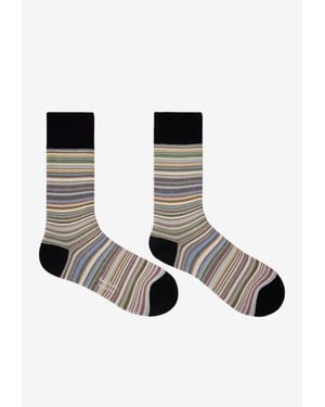 Paul Smith Signature Stripe Pique Socks - Black