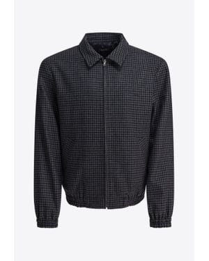 A.P.C. Gilbert Zip-Up Houndstooth Jacket - Blue