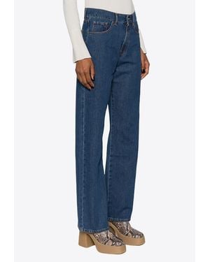 P.A.R.O.S.H. Cigan Straight Cotton Denim Jeans - Blue
