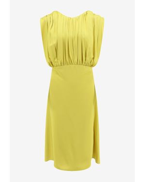 Jil Sander Satin Draped Midi Dress - Yellow