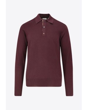Burberry Wool Polo Jumper - Purple