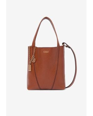 Chloé Spin Leather Tote Bag - Brown