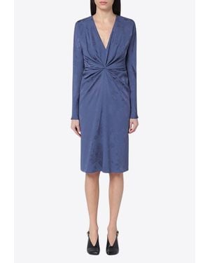 Etro Jacquard-Effect Gathered Dress - Blue