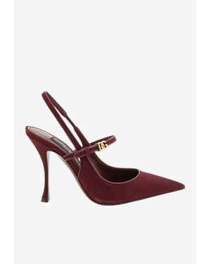 Dolce & Gabbana Cardinale 105 Slingback Suede Pumps - Brown