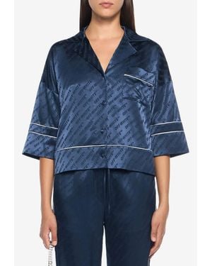 Off-White c/o Virgil Abloh Jacquard Satin Pyjama Shirt - Blue