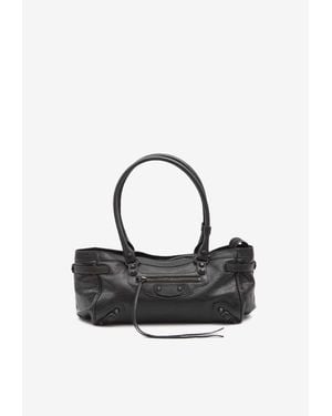 Balenciaga Le City East West Grained Leather Shoulder Bag - White