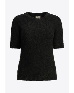 KHAITE Cam Knitted Yarn Top - Black