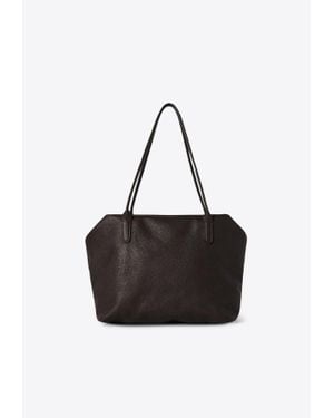 The Row Henri Grained Leather Tote Bag - Black