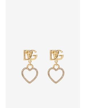 Dolce & Gabbana Dg Logo And Heart Earrings - White