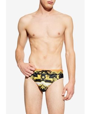 Versace Baroque Print Swim Briefs - Blue