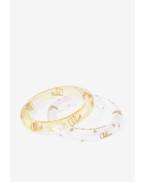 Chloé Plage Logo Bangles - White