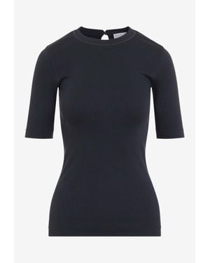 Brunello Cucinelli Ribbed Crewneck T-Shirt - Blue