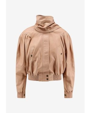 Chloé High-Neck Buttoned Jacket - Natural
