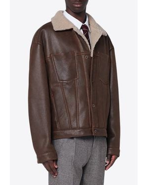 Salvatore Santoro Shearling Collar Leather Jacket - Brown