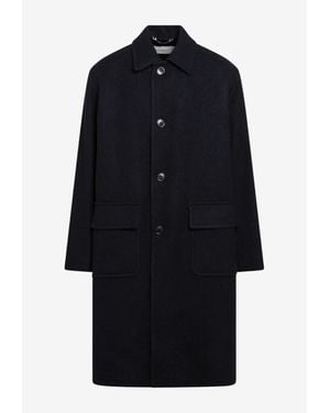 Dries Van Noten Single-Breasted Long Coat - Blue