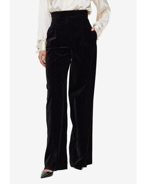 Max Mara Bratto Wide-Leg Velvet Pants - Black