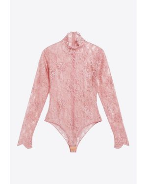 Valentino Floral Lace Bodysuit Top - Pink
