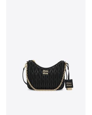 Miu Miu Matelassé Leather Shoulder Bag - Black