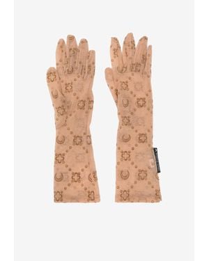Marine Serre Moonogram Flocked Mesh Gloves - White