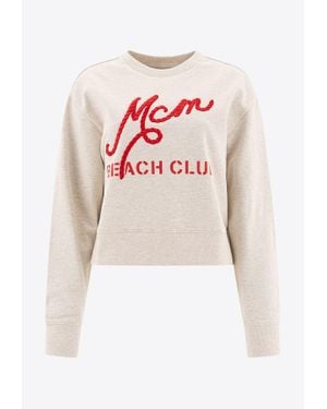 MCM Beach Club Logo Cropped Sweatshirt - Pink