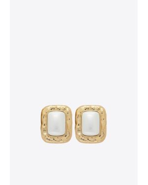 Self-Portrait Pearl-Embellished Stud Earrings - White