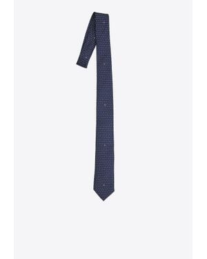 Fendi Polka Dot Jacquard Silk Tie - Blue