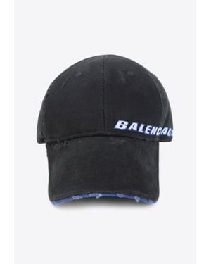 Balenciaga Distressed Logo Cap - Blue