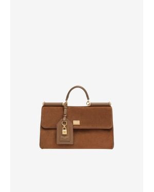 Dolce & Gabbana Medium My Sicily Suede Handbag - Brown