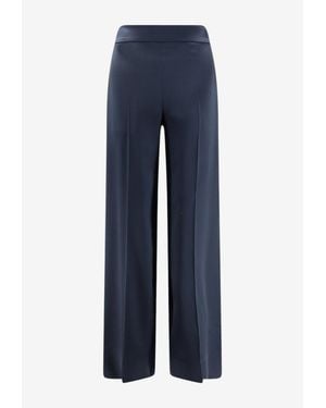 JOSEPH Dijon High-Waist Silk Satin Pants - Blue