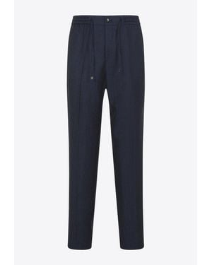 Etro Wool And Linen Tailored Pants - Blue