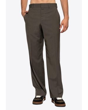 Fendi Logo Label Wool Tailored Pants - Gray