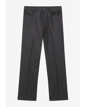 Balenciaga Pinstripe Wool Tailored Trousers - Grey